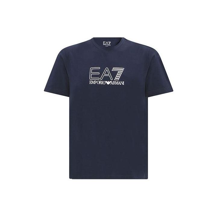 Emporio Armani EA7 T-shirt met Groot Letterlogo Korte Mouw Heren tops Marineblauw 3LPT62-PJ03Z-1554 S