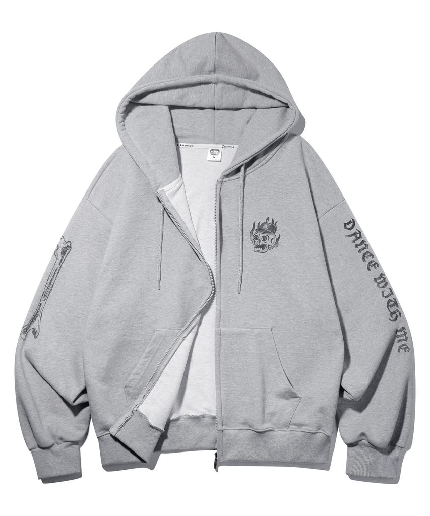 Alvinclo Burning Skull Oversized Zip-Up Hoodie Azh889 (3 Colors)