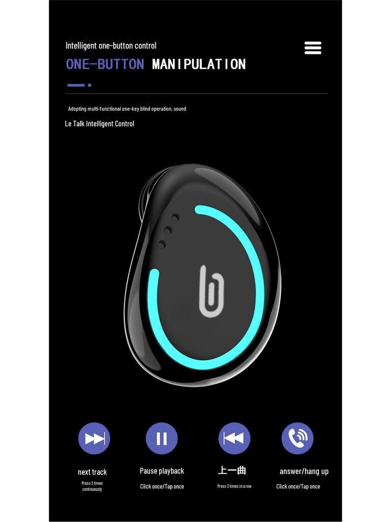 Einzelohrbügel Bluetooth 5.0 Sport-Kopfhörer mit Ladecase (Mono-In-Ear)