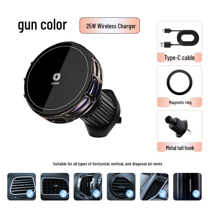 Universal 25W Magnetic Wireless Car Charger with Cooling & Heat Dissipation for Navigation and Phone Holder