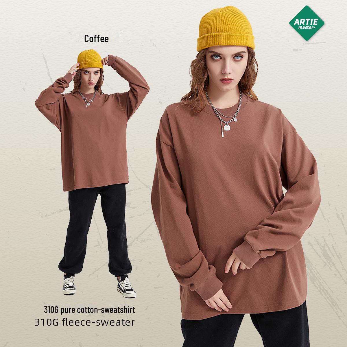 

Футболка мужская ARTIE из плотного хлопка плотностью 310 г, с длинным рукавом, с открытыми плечами — модная, высококачественная, свободного кроя для осени/зимы XL кофейный