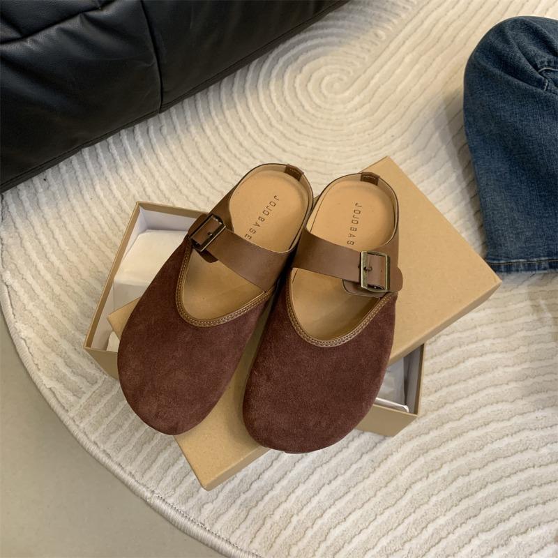 Fashion Spring and Autumn Slippers Women's Flat Shoes 2024 New Trendy Fashion Baotou Slippers Women's Slip-On Shoes