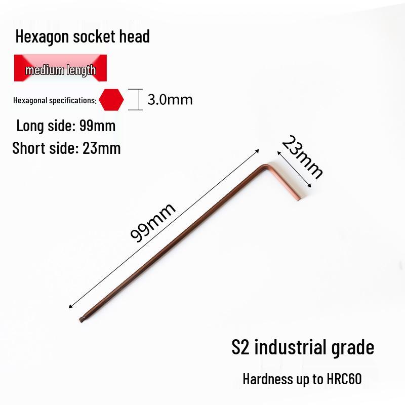 S2 Extended Ball Head Hex Key Wrench, High Strength Hardened 5mm/4mm Hexagonal Tool