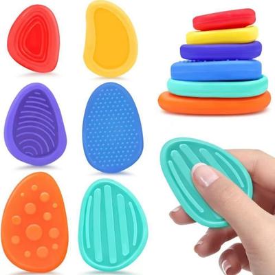 6 Adet Fidget Oyuncakları Duyusal Taş Seti Otizm İçin Yumuşak Dokulu Endişe Taşları Sakinleştirici Silikon Duyusal Otizm Oyuncakları Kaygı Giderici