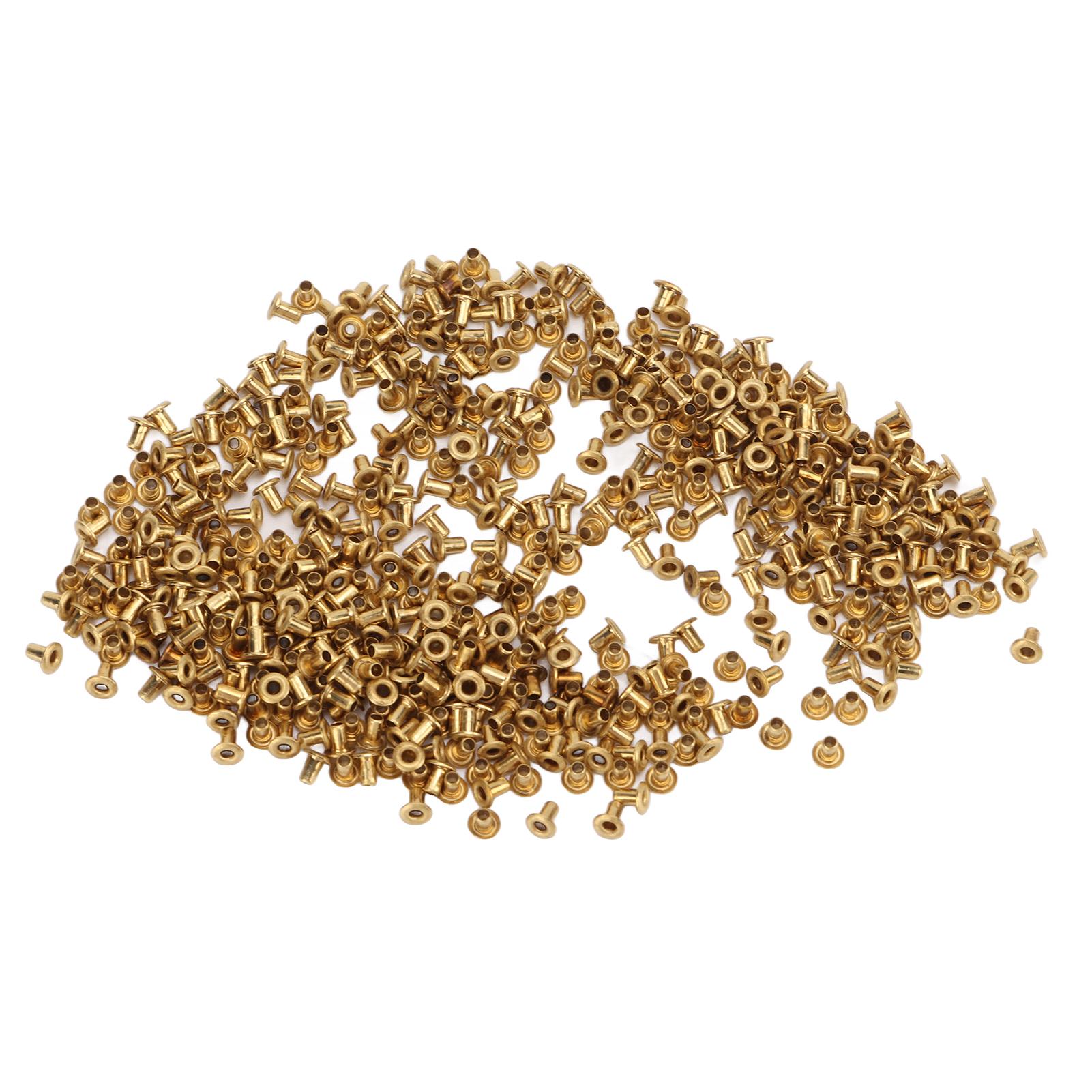 

500 шт. Порожнисті заклепки з округлими краями, Відмінна еластичність, Латунні заклепки, Аксесуари для одягу та сумок, 1,5x3x3 мм