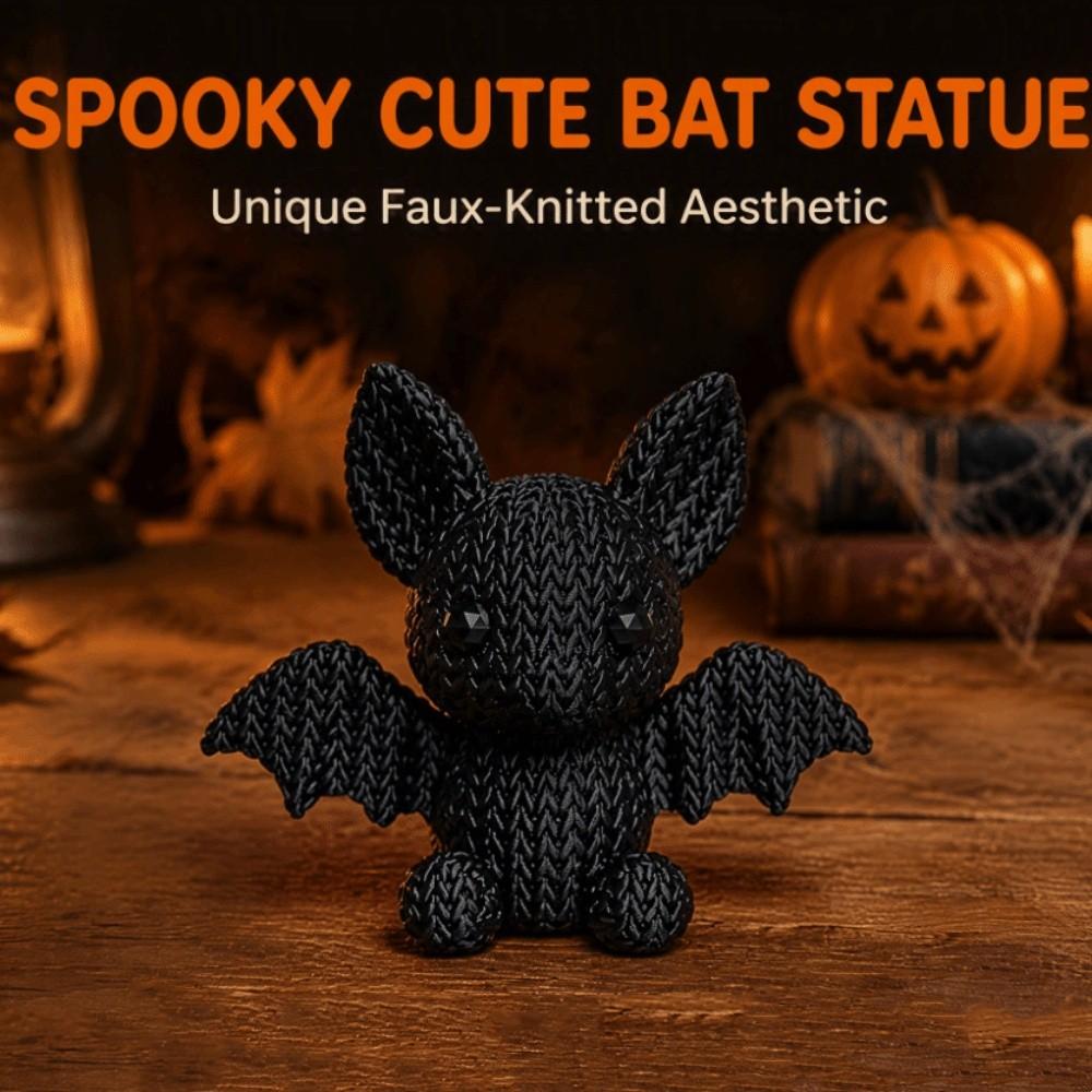 Crochet-Style Mini Knitted Texture Bat Figurine Gothic Dark-Style Bat Statue Halloween Party