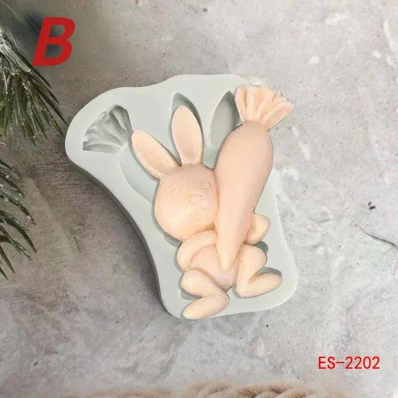 Easter Rabbit Fondant 2024 Silicone Mold Carrot Cake Decorating Tools Chocolate Cookies Baking Mould Egg DIY Epoxy Mold