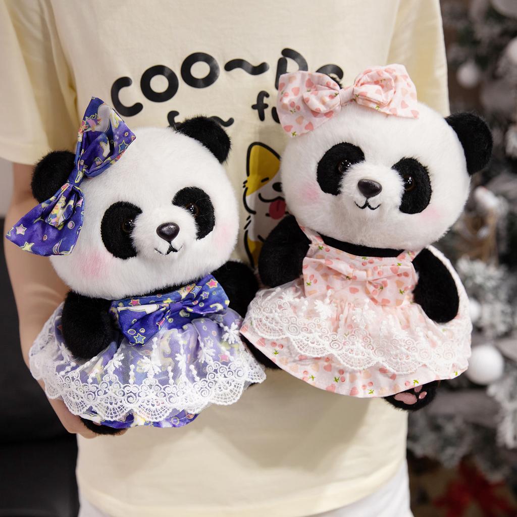 Cute Princess Style Skirt Red Panda Doll Plush Toy Black And White Panda Doll Girl Soothing Rag Doll