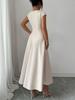European & American Style Women's Square Neck Short Sleeve Long Dress