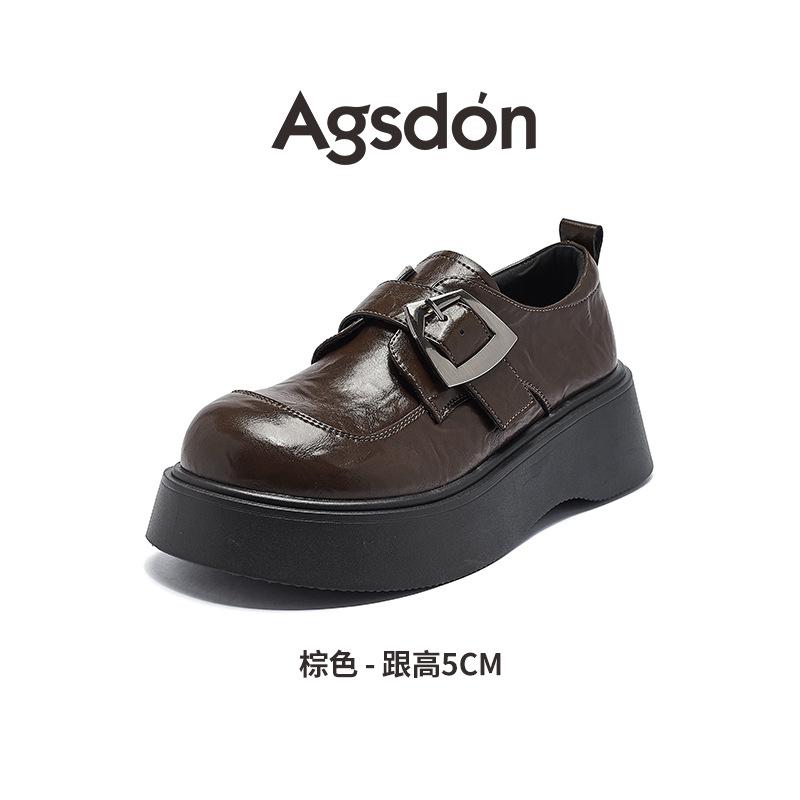 

Лоферы на платформе Augustine женские 2025 новая весна-лето черные британские маленькие кожаные туфли в стиле колледжа jk одинарные туфли 40