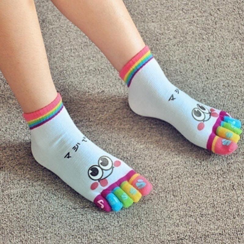 

Симпатичные хлопковые женские спортивные носки с пятью пальцами, короткие носки до щиколотки с низким вырезом синий