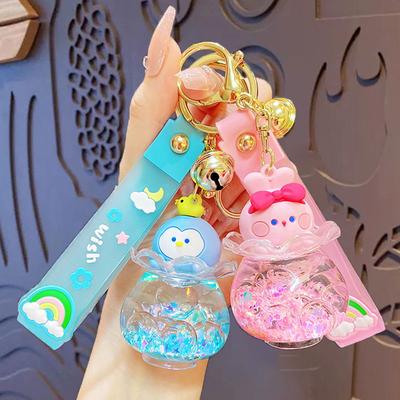 Cartoon Bobo Ball Cute Pet Fish Tank Oil Keychain Exquisite Schoolbag Pendant Car Key Chain Small Gift