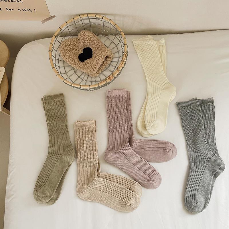 5 Paar Damen Frühling und Herbst Vintage Einfarbig Ballett Lange Stulpen Socken
