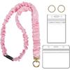 Breakaway Scrunchie Lanyard with Id Holder, Stretchy Teacher Lanyards for Id Badges Keys, Black