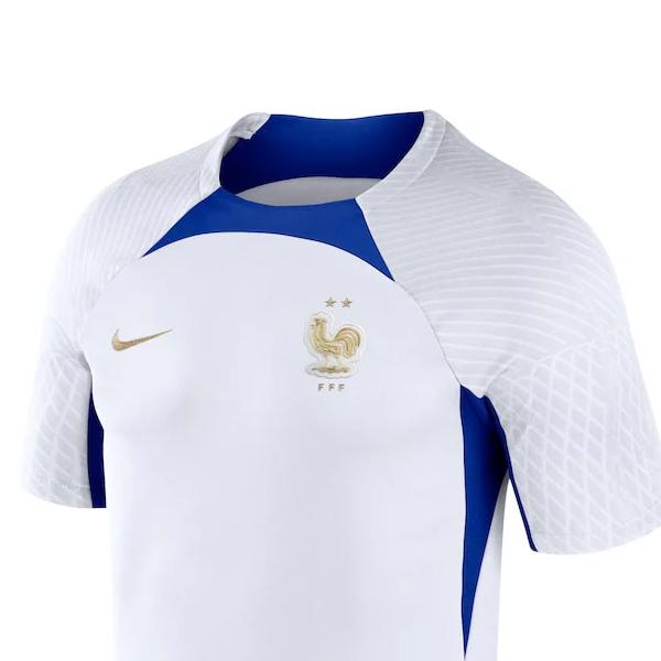 Nike France Strike Dri-FIT Qatar World Cup Logo Print Training Soccer Jersey Men Tops White DH6444-102