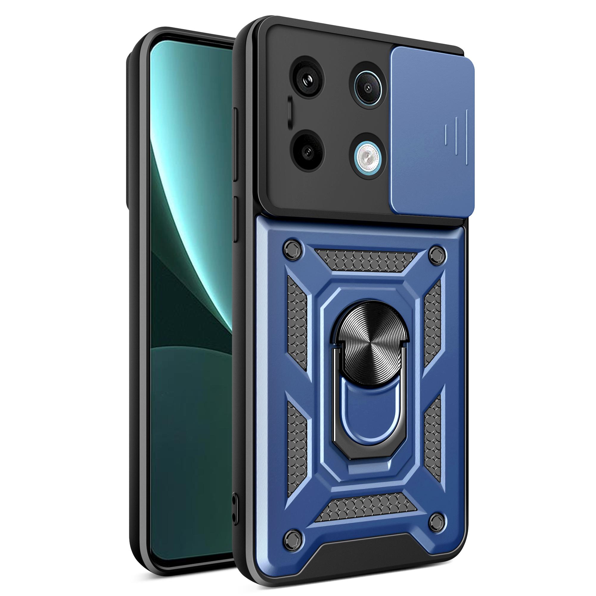 

Чехол для Xiaomi Redmi Note 13 Pro 5G/Poco X6 5G с подставкой и сдвижным окном для объектива камеры Blue