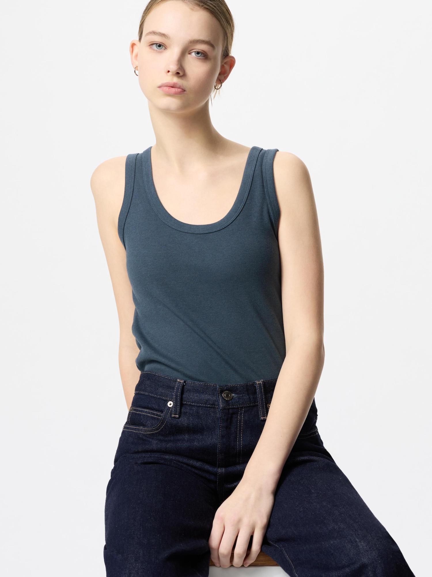 

Uniqlo Japan Soft Ribbed Tank Top 67 BLUE/XXL