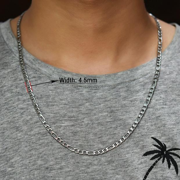 Classic Stainless Steel Figaro Chain Link Necklace Chains for Men Women Silver Choker Metal Jewelry Making Accessories