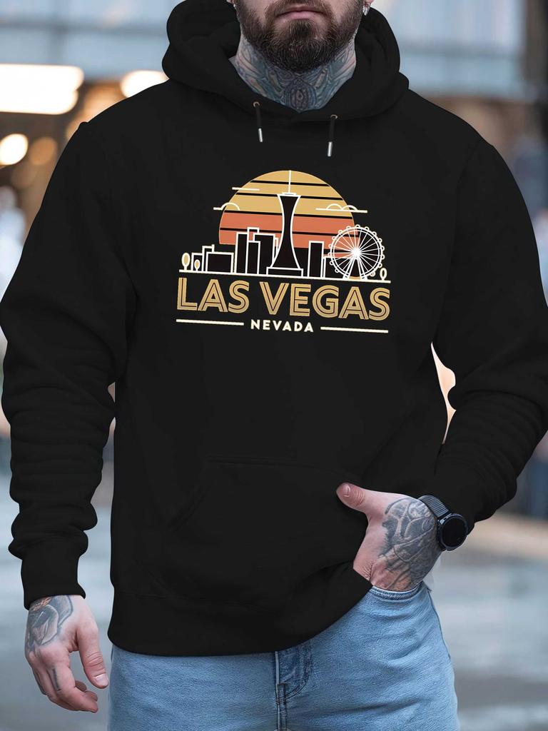 LAS VEGAS NEVADA Unisex Sweatshirt Black Hoodie Large Size New Fashion Unisex Street Style Print Autumn and Winter Plus Velvet Top Soft Fabric Exquisi