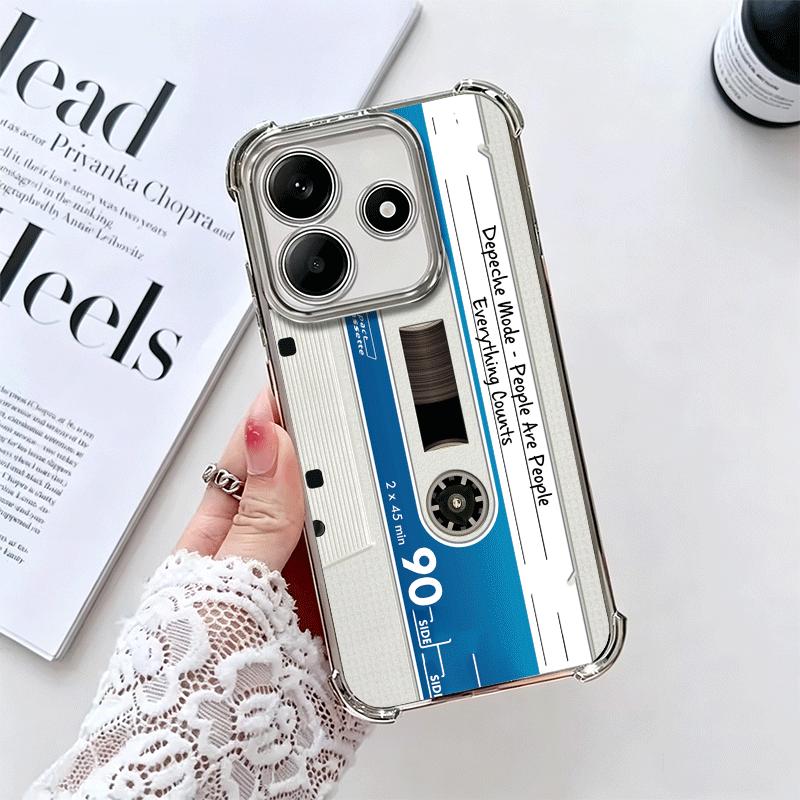 Vintage 90S Cassette Tape Pattern Soft Phone Case For Xiaomi Redmi Note 14 15 Pro Plus 13 12 11S 11T 5G 10 9S 9 Plating Anti-Fal
