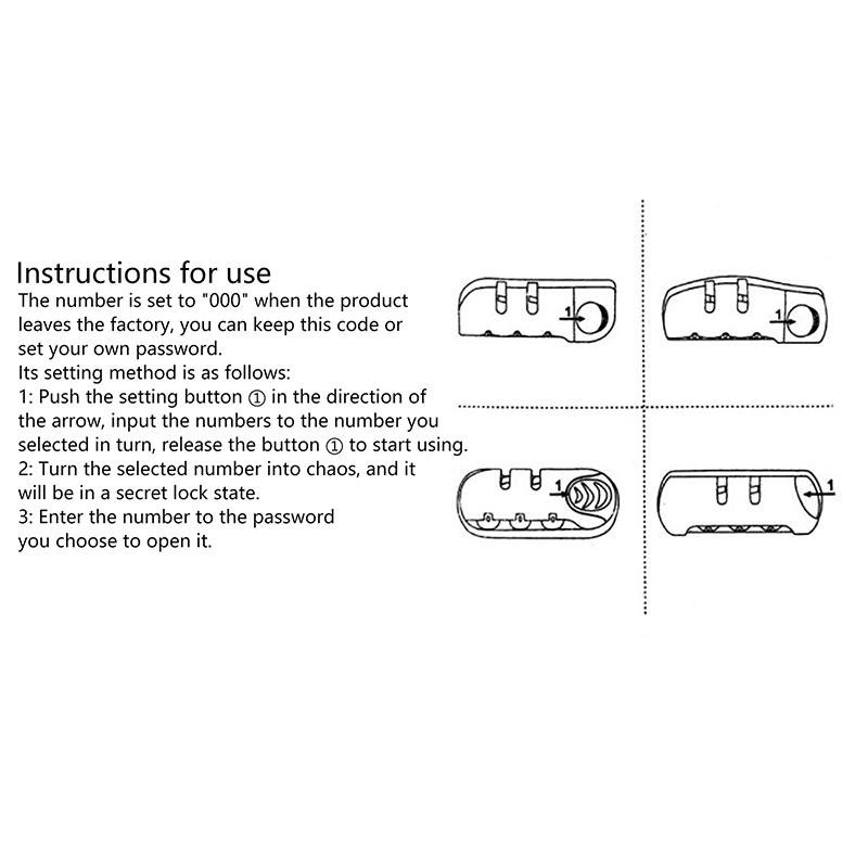 For reise Bagasje Koffertkode Tyverisikring Fast lås Trekkkjedeveske Tilbehør Svart plast 3-sifret kombinasjon hengelås