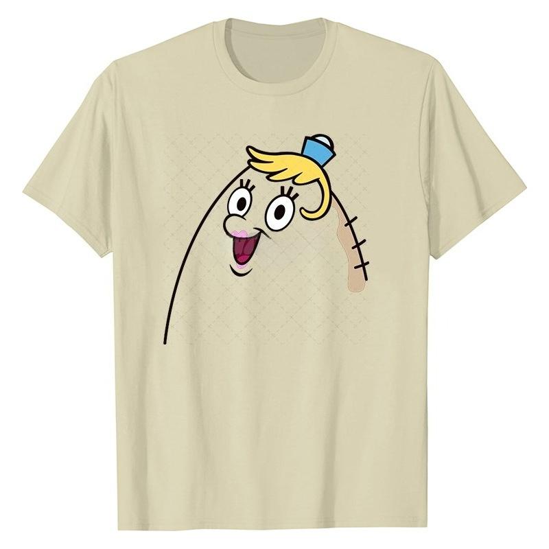 SpongeBob SquarePants Animation Printed Cotton T-shirt Men Women Casual Round Neck Top Short Sleeved T-shirt