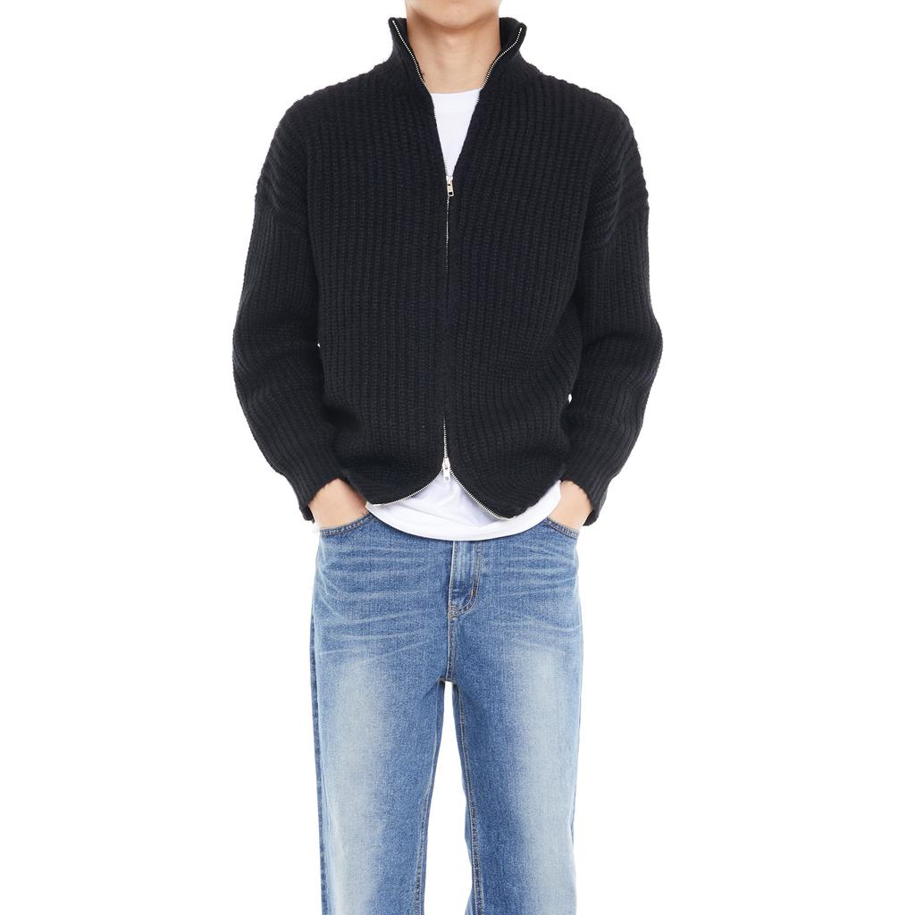 GRAPH PLATFORM Two-Way Knit Zip-Up Black