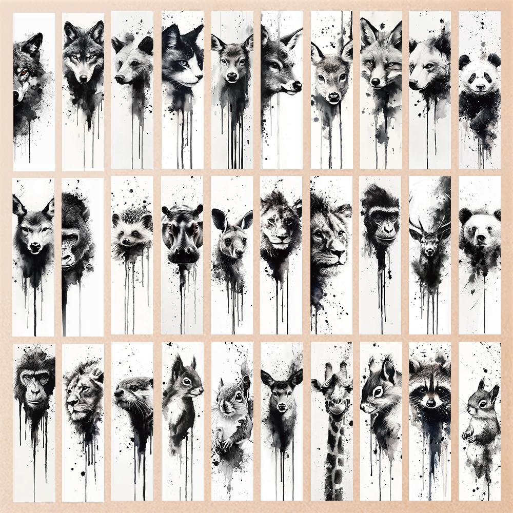 

32pcs, Ink Animal Bookmarks, suitable for back-to-school season, Christmas, Halloween, teachers, readers, and birthdays.