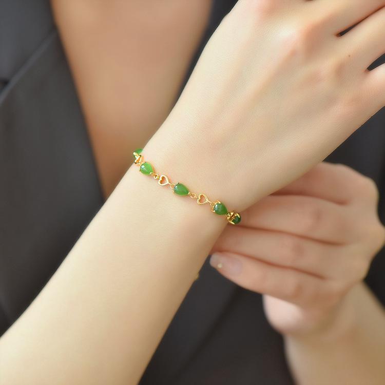 

Винтажный браслет из хэтяньского нефрита в форме капли воды из стерлингового серебра 925 пробы 925 Silver