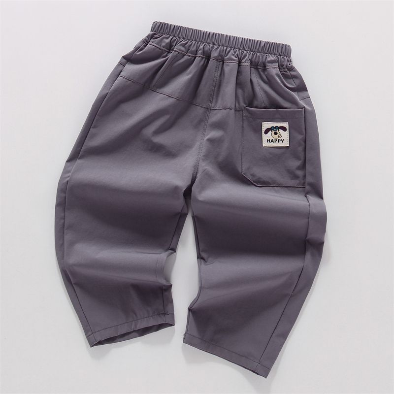 

Детские быстросохнущие брюки Брюки для мальчиков Летний тонкий дизайн Новые спортивные мультяшные брюки из ледяного шелка Прямая труба для мальчика-малыша 130 серый