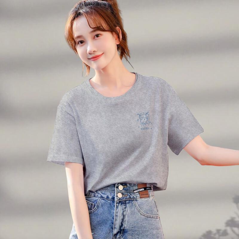 Langsha Women's Cotton Fashion Graphic Short Sleeve T-Shirt