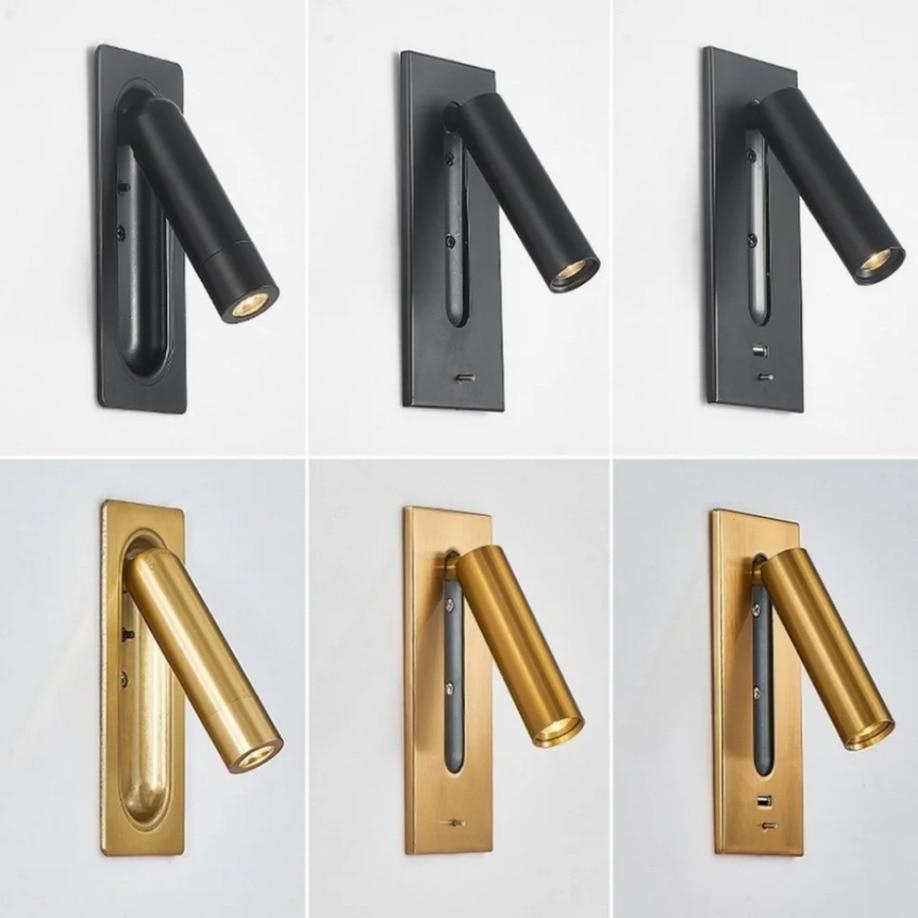 LED Wall Lamp Reading Light For Bedroom Hotel Bedside Spotlight Rotatable Lighting Nordic Modern High Quality Indoor Decoration