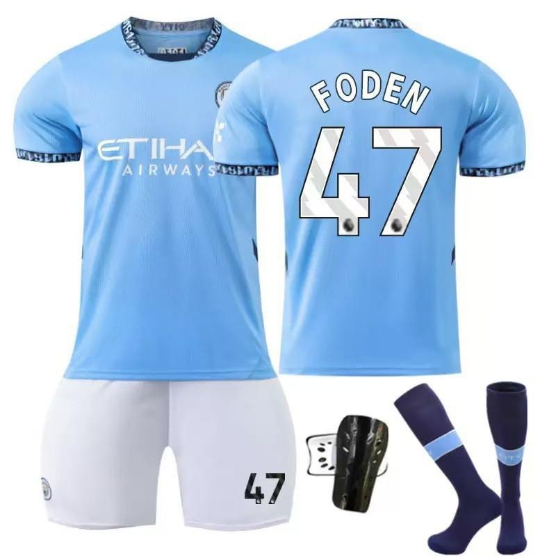 2425 Manchester City Jersey Home No. 9 Harland 17 De Braunet 10 Gralish Football Shirt Set