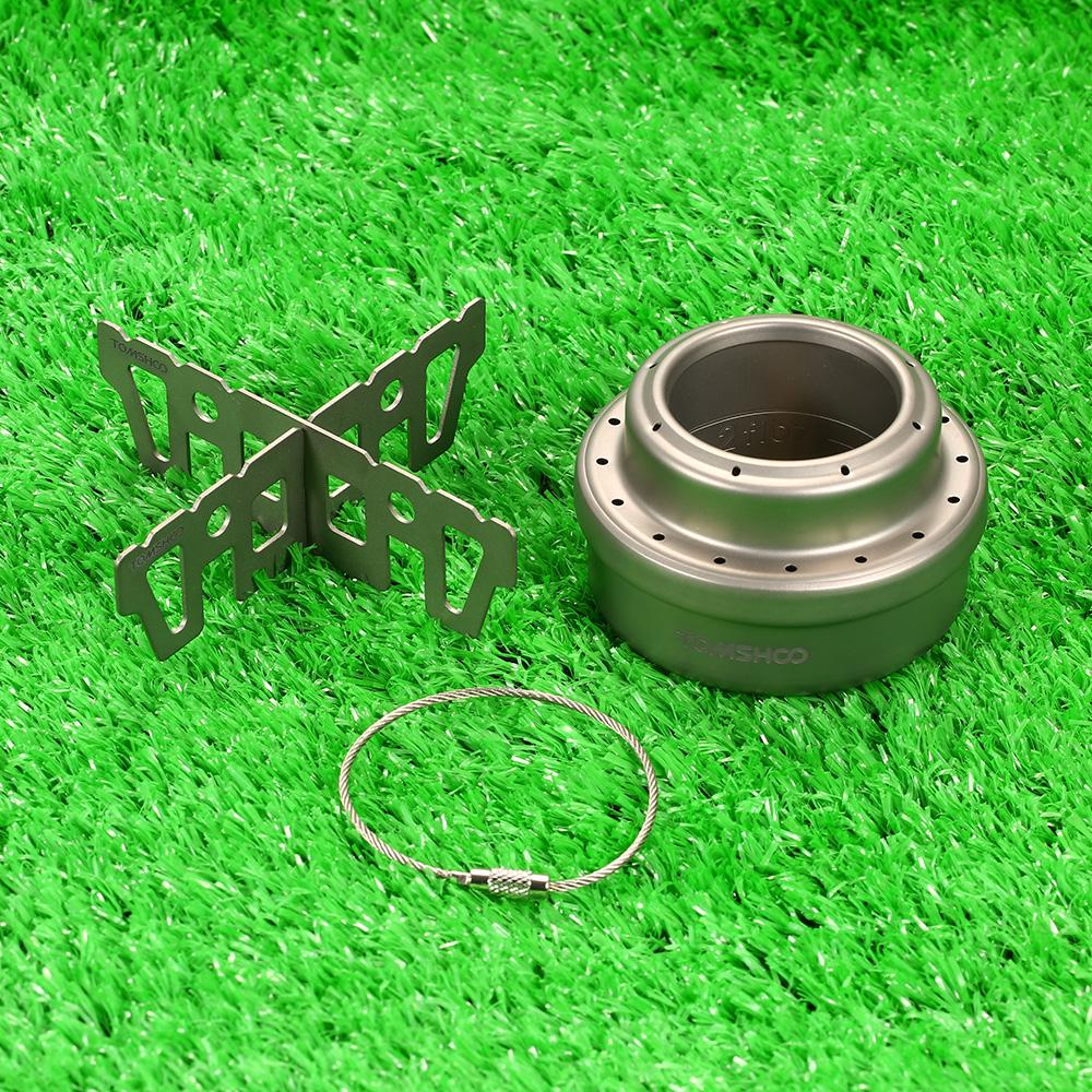 TOMSHOO Outdoor Titanium Alcohol Stove & Rack Combo Set Mini Ultralight Portable Liquid Alcohol Stove with Cross Stand Stove Rac