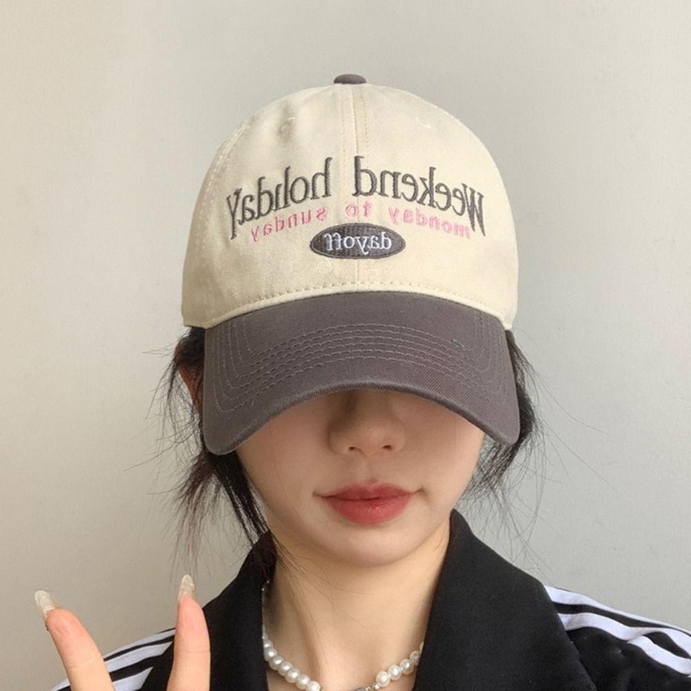 Cotton Embroidered Baseball Cap Korean Y2k Peaked Cap Retro Letter Baseball Hat Teenagers