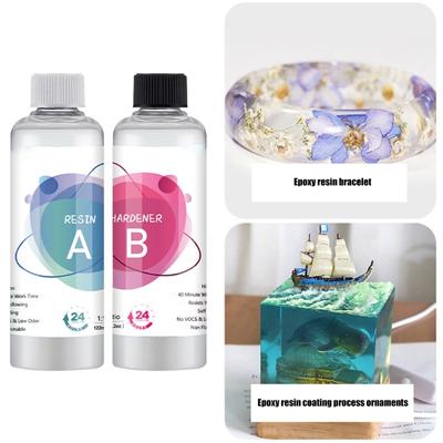 2 Bottles Practical Clear Epoxy Resin Art Supplies for Nighttime Craft Quick Curing Yellowing Formula Decoration