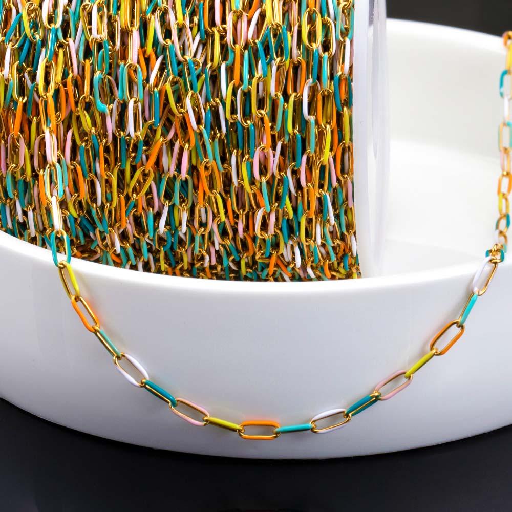 1meter Stainless Steel Enamel Long Frame Chains For Jewelry Makings DIY Cable Chains For Jewelry Necklace Bracelets Accessories