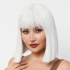 Women'S European Style Full Bob Wig, Short Straight Hair With Blunt Bangs For Holiday Party