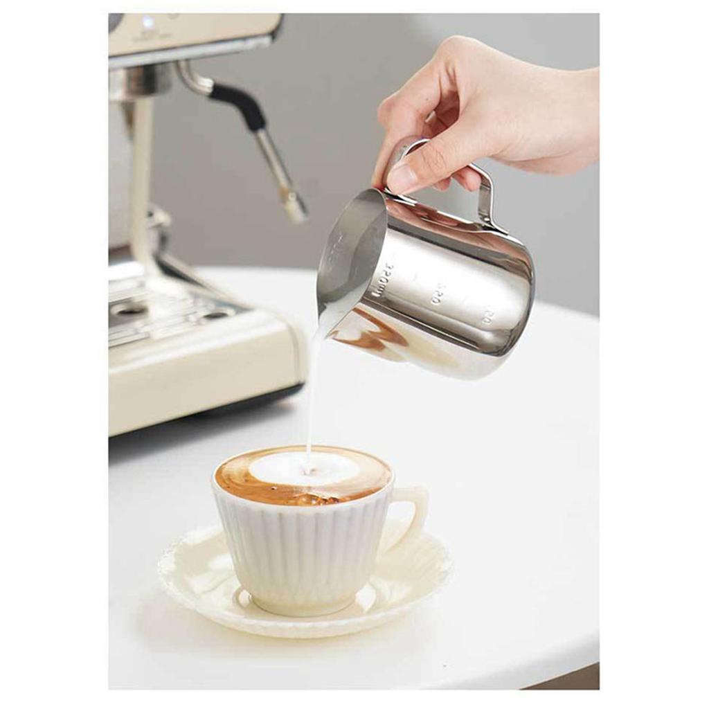 Milk Frothing Cup Stainless Steel Eagle Spout Milk Froth Pitcher 350ml Coffee Steaming Pitcher with Scale for Cafe