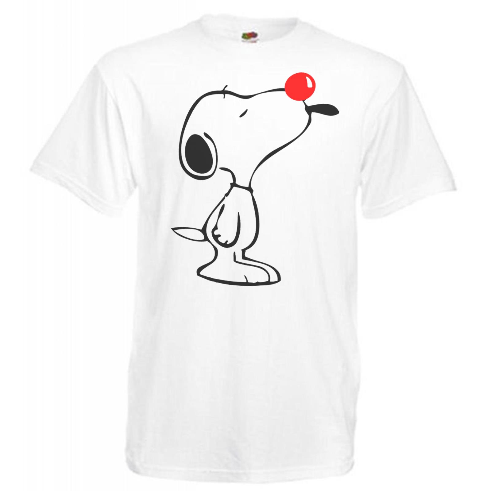 Adults Retro Dog Red Nose Classic Cartoon Beagle White Unisex TShirt 2XL