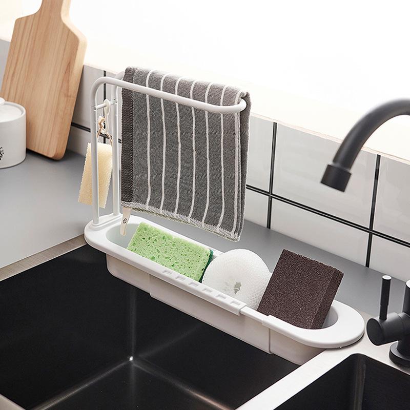 Retractable Plastic Sink Basket for Kitchen Storage and Cleaning