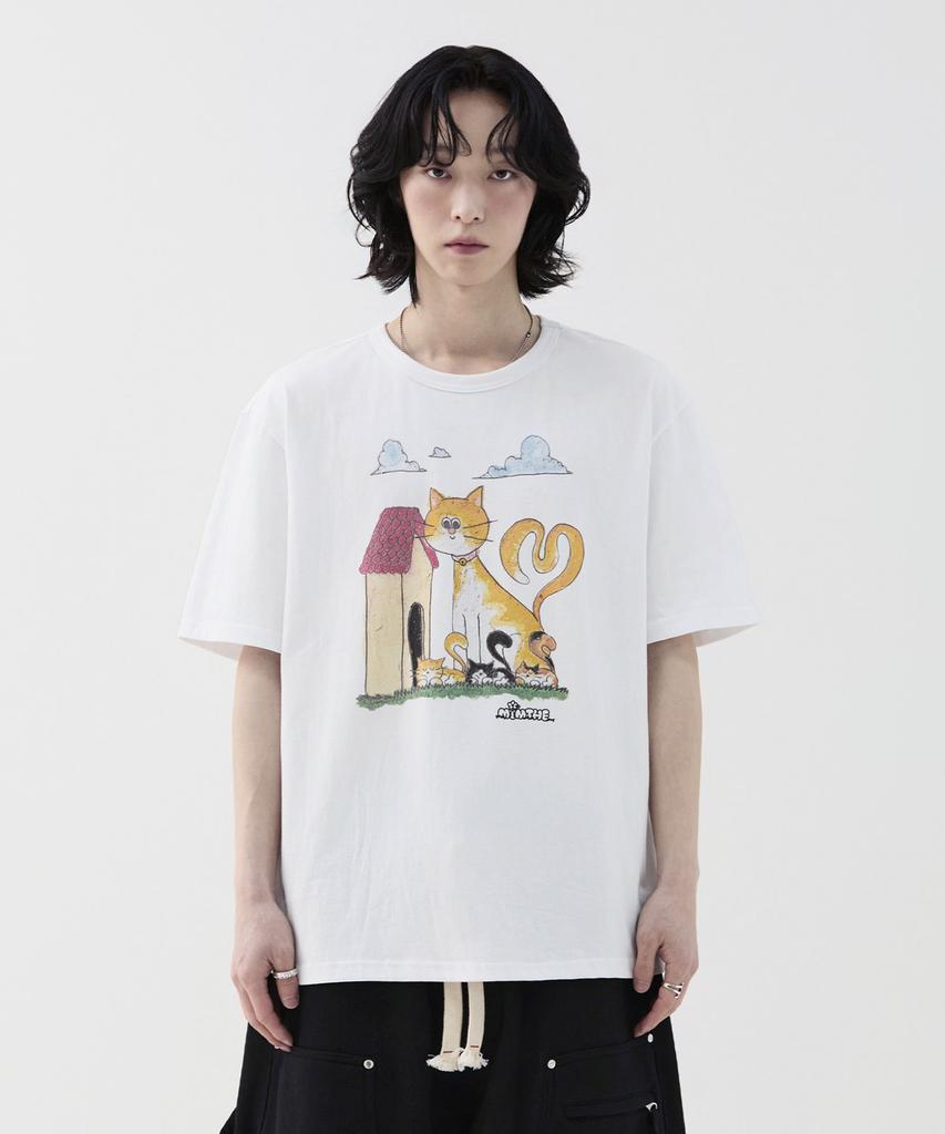 Mimdeowodeulobeu Burureu X Mimde Orange Cat T-Shirt_Black