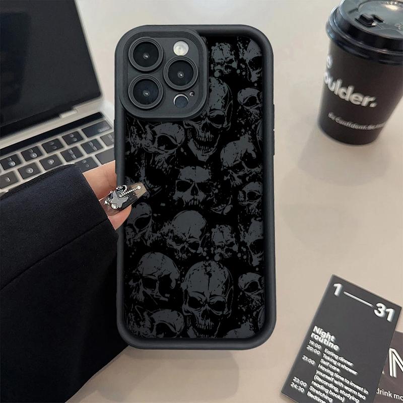 Punk Style Skull Art Print Phone Case for iPhone 17 16 15 14 13 12 11 Series Pro Max Plus