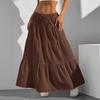 2025 Summer Fashion Lace-up Big Swing Skirt Loose Elegant Casual Simple A-line Ruffled Party Long Skirts Sweet Simple Party Office Clothing