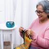 Ceramic Attractively Hand Painted Gorgeous Stoneware Yarn Ball Storage Bowl with Innovative Dispensing Curl  (Greek Blue, Medium)