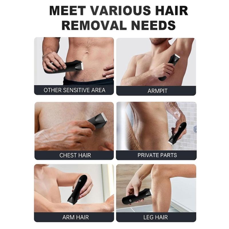 Ergonomic Body Groomer With 600mAh Digital Display Battery Hair Trimmer For Painless Hair Removal Electric Body Shaver