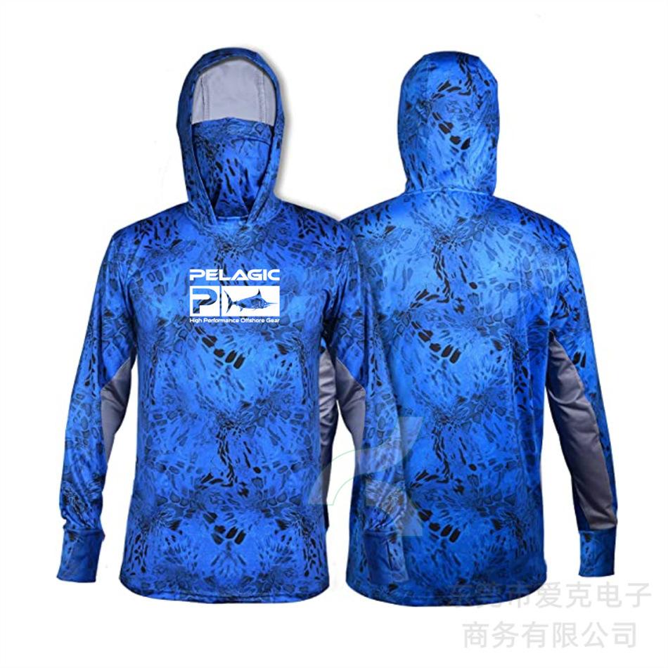 Pelagic Fishing Shirt UPF 50 + Long Sleeve Sportswear Summer Sunscreen T-Shirt Men s Hooded Mask Fishing Suit XXS