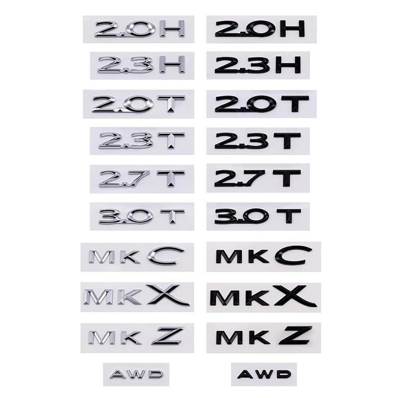 3D ABS 2.0H 3.0H Letter Stickers 2.0T 3.0T 2.3T 2.7T MKZ MKC MKX Embelm Badge Car Logo Rear Trunk Decal Auto Body Sticker