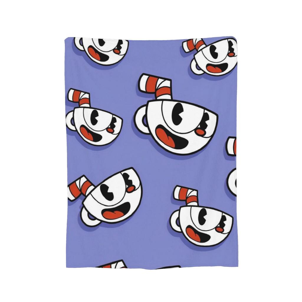 Cupheads And Mugman Blankets Flannel Game Lightweight Thin Throw Blankets for Bed Bedroom Quilt