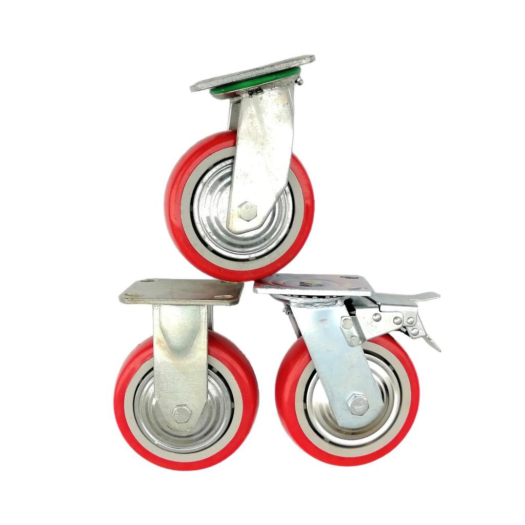 Schwerlast-Lenkrolle aus rotem Gummi im koreanischen Stil für Industriekarren